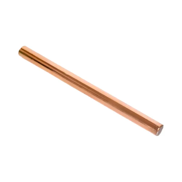 Straight section of pure copper-plated steel rod.
