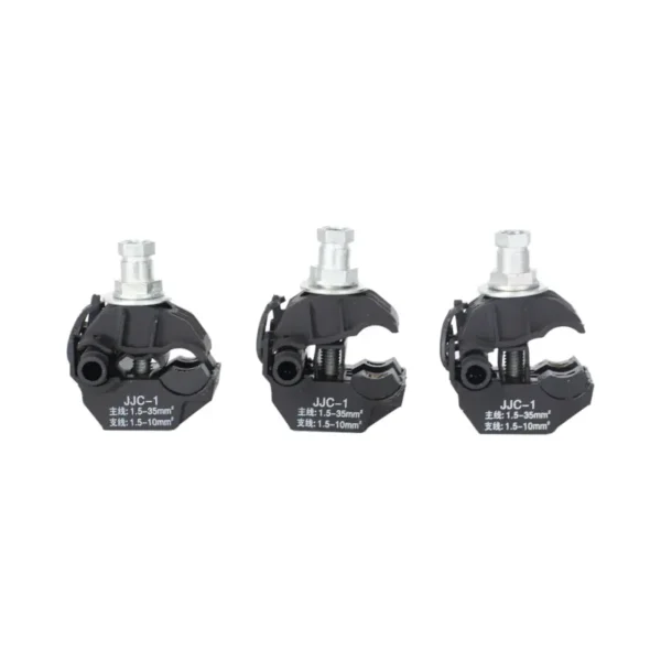 Three Insulation Piercing Clamps, Model JJC-1, in a row.