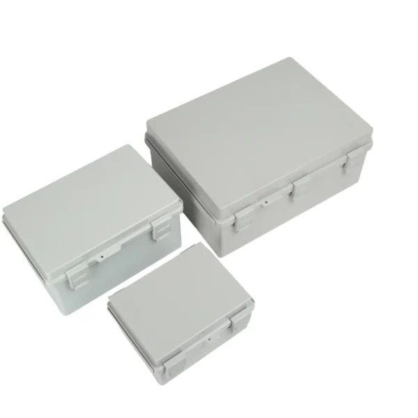 Industrial Plastic Enclosure with Snap Lock Latch, Grey Cover and IP65 Protection