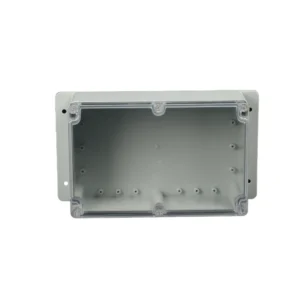 Wall-Mounted Transparent Enclosure with Mounting Ears and IP67 Protection